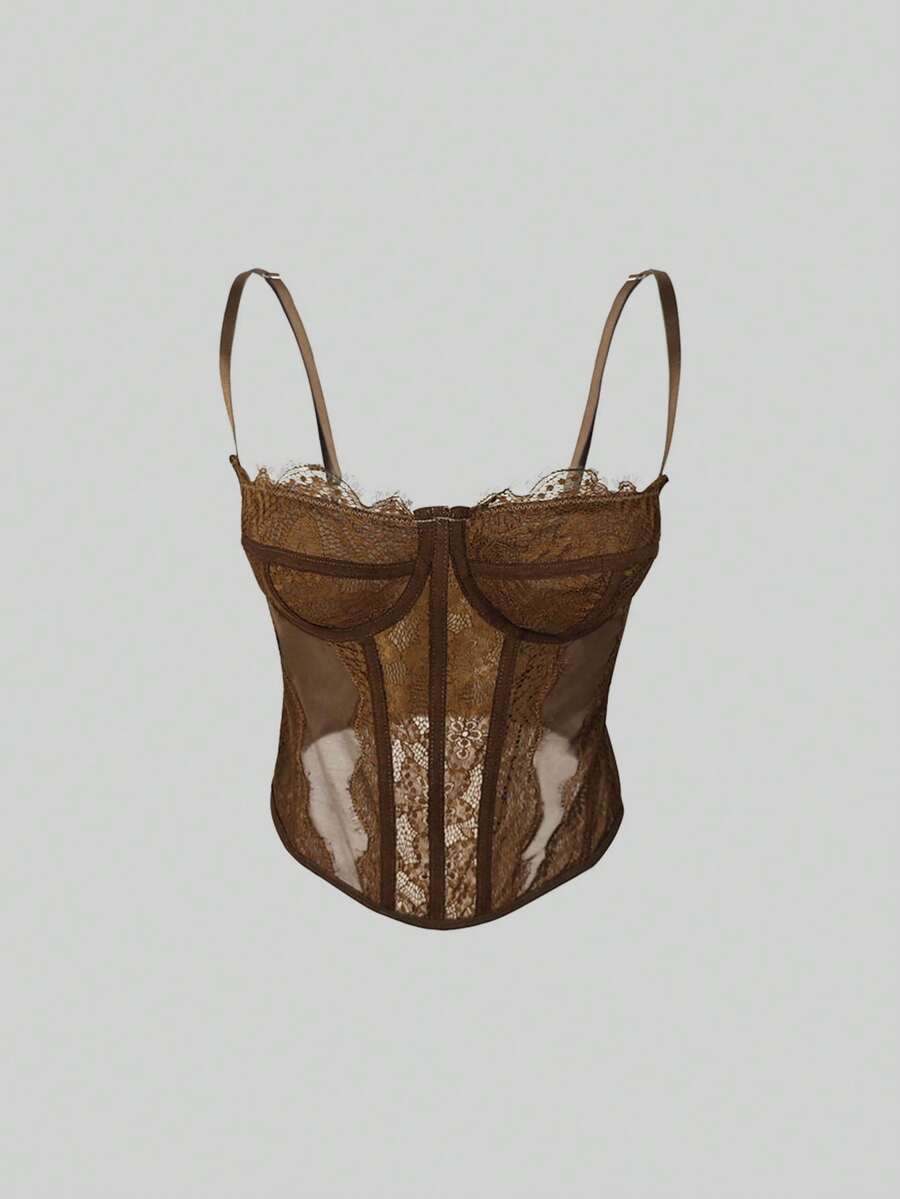 Fashionable Seamless Spaghetti Strap Bra, Sexy Fitted Strapless Lace Camisole Crop Top