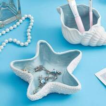 Conch Shape Jewelry Dish Ceramic Holder Ring Trinket Tray, Ocean - Themed Decorative Trinket Dish, Suitable Mother Friend Sister, Gifts Women, Home Decor Trinket DishSea Blue - 海藍 - 海星 - 查看 5
