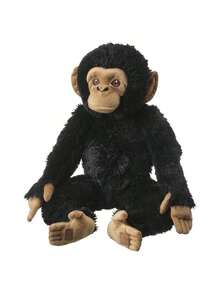 IKEA SANDLÖPARE Jucărie de pluș, cimpanzeu, material super moale, cimpanzeu drăguț, închidere cu velcro din nailon, jucărie de pluș pentru copii pentru joacă și învățare, lungime 32 cm (negru)