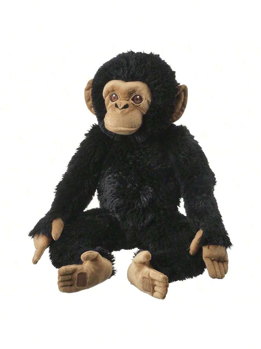 IKEA SANDLÖPARE Jucărie de pluș, cimpanzeu, material super moale, cimpanzeu drăguț, închidere cu velcro din nailon, jucărie de pluș pentru copii pentru joacă și învățare, lungime 32 cm (negru)