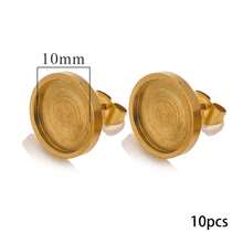 10 st 6 8 10 12 mm rostfritt stål platt örhängesfattning tom örhängesbas med resin cabochon bricka DIY smyckestillverkning grossist - örhängehållare - Visa 8