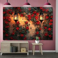 2D Flat 1pc Valentine's Day Red Rose And Lantern Photography Background - Perfect For Weddings, Birthdays, And Seasonal Celebrations - 1pcs - View 6