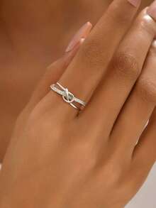ESBERRY 1枚S925纯银无限符号心形戒指，女士戒指，情人节珠宝，精美珠宝礼物 - 銀色 - 查看 4