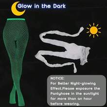 1pc夜光长筒袜夜光丝袜夜光网眼丝袜性感夜光渔网袜舞蹈长筒袜镂空高腰荧光派对连裤袜女士长筒袜只有在阳光或强光下才能发光。 - 彩色 - 查看 11