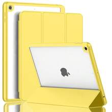 IPad 9th Generation Case 2021/IPad 8th Generation Case 2020 10.2 Inch With Pencil Holder, IPad 7th Gen 2019 Case With Clear Transparent Back, Auto Wake/Sleep Cover (Yellow),Yellow - 黃色 - 查看 1