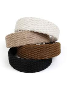 4条/1条，周长14.17英寸/36厘米，黑色、白色、棕色、裸色针织发带，时尚百搭高端优雅简约纯色发饰，适合日常佩戴、休闲、派对、通勤、度假、扎马尾辫、盘发、洗脸、化妆、搭配服装等场合。 - 彩色 - 查看 4