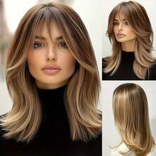 Peruca de fibra sintética elegante e fofa para estudante, corte bob moderno, tingida na parte superior, adequada para meninas de todas as idades, a roupa perfeita para sair no verão, adequada para todos os cenários