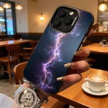 Funda de Teléfono Impresión de Galaxia de Rayo Púrpura para iPhone 14 15 Pro Max  S23 S24 Plus Ajuste Universal para Todas las Estaciones Opción de Regalo Ideal - Negro - Ver 7