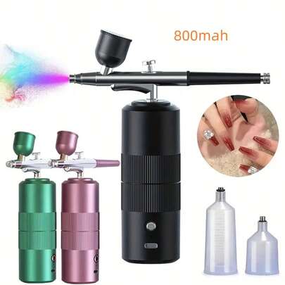 Multi Functional Wireless Spray Gun Set - Rechargeable, Handheld Spray Gun, Suitable For Hairdressing, Nail Art, Cake Decoration And Makeup, With USB Charging, Easy To Clean