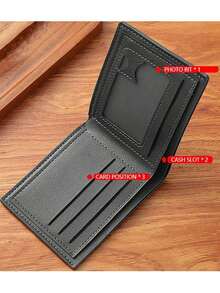 Teen Boys Cool Wallet Funny Wallets Men's Short Wallet Money Clip Pu Leather Horizontal Wallet Coin Purse Credit Id Card Cash Holder Black Blocking Cute Kawaii Aesthetic Wallets With Coin Pocket Id Window For Teen Boy Male Youth Guys Men Teenager Suitable For Teen Summer Casual Outdoor Athletic Or Vacation Travel Or Graduation Gifts Or Birthday Dress Accessories Formal/Business Formal Valentine's Day Ideas - Black - View 5