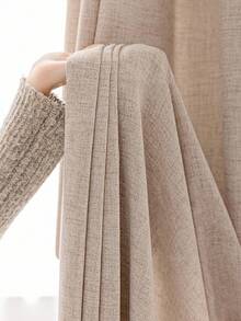 1件复古米色加厚亚麻薄纱窗帘，轻盈半遮光窗帘，带孔眼，日式亚麻风格，适用于客厅和卧室，隔音防紫外线，家居装饰遮光窗帘（190克面料重量） - 彩色 - 查看 1