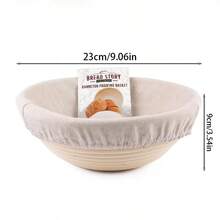 2个/1个藤编发酵篮，酸面包烘焙用品，全套面包制作工具：9英寸圆形天然藤编发酵篮套装，丹麦式面团搅拌器，适用于手工烘焙和发酵，家庭和专业烘焙师均可使用。 - 彩色 - 查看 7