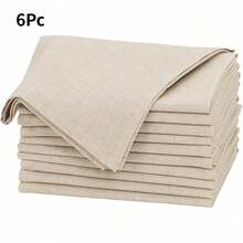 优质亚麻餐巾套装，12条装，18x18英寸，经典包边缝制，斜角拼接 - 柔软优雅的餐巾，可机洗，适用于婚礼、派对、日常使用 - 天然 - Natural - 查看 9