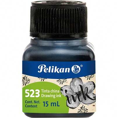 Tinta China en Color Negro Pelikan. Modelo 523. Frasco de 15 ml.