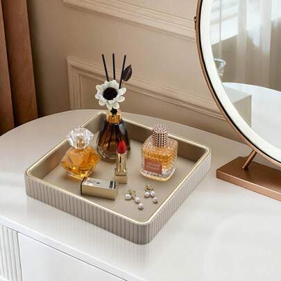 Square Leather Tray Desktop Storage Rack, High-End Service Tray Decorative Tray - Suitable For Perfume Tray, Bedside Cabinet, Bedside Storage Box, Vanity Tray, Perfume Tray, Miscellaneous, Cosmetics, Money, Tableware - Holiday Gift