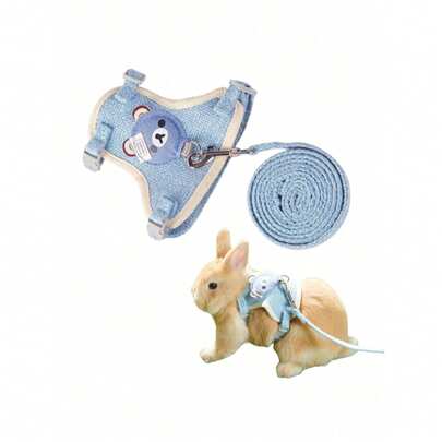 1 Set Arnés y Correa para Oso de Peluche, Correa para Conejo, Accesorios para Conejo, Arnés, Collar y Correa para Animales Pequeños, Arnés con Correa, Arnés para Conejo, Correa Ajustable, Suministros para Mascotas Conejos, Adecuado para Mascotas Pequeñas y Medianas