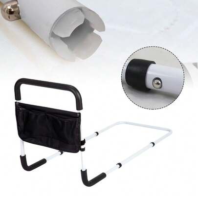 Bed Rails For Elderly Adults, Adjustable Height Bed Assist Rail With Storage Pocket, Bed Guard/ Grab Bar/ Bed Cane/ Fall Prevention Bedside Handrail For Elderly, Pregnant, Mobility Support