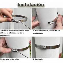 Abrazaderas Para Manguera de Acero Inoxidable 304 Ajustables,Paquete de 4 Clips de Manguera de Acero Inoxidable (91-114MM) - 289-311 mm - Ver 10