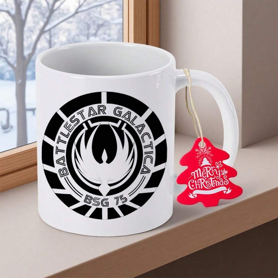 Lilo & Stitch Logo Ceramic Coffee Mug - 11 Oz/350 Ml, Durable, Hand Wash Only, Non-Slip Round Cup With Iconic Star Design, Perfect For Holiday Gifts (Christmas, Halloween, Thanksgiving, New Year) And Souvenirs, Festive Drinkware - 黑色 - 查看 1