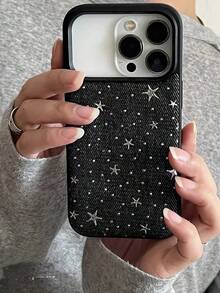 秋冬牛仔星空手机壳，兼容 17 Pro Max、Apple 14、17 Pro、新款 15 Pro、16 Pro Max、16，柔软保护套，防摔 - 黑色 - 查看 8