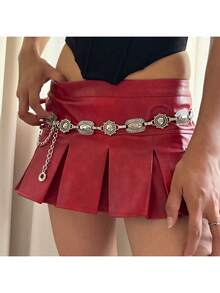 Women's Vintage Chain Belt, Silver And Gold Waist Chain, Dress Waist Designer Belts For Women, High Quality Adjustable Punk Corset. - 銀色 - 查看 3