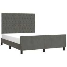 vidaXL Bettgestell Ohne Matratze, Dunkelgrau, 140x190 Cm, Samt - Grau - Übersicht 3