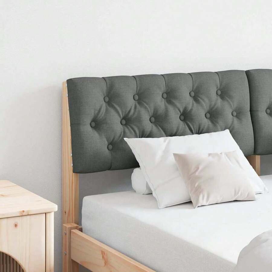 vidaXL Gepolstertes Kopfteil Dunkelgrau 160 cm aus massivem Kiefernholz