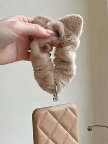 1 pieza Scrunchie de pelo con orejas de gato de peluche, pulsera, funda de teléfono, colgante, diadema versátil, coletero, accesorio para el cabello, dulce y lindo, muñequera multifuncional DIY, pulsera portátil, otoño/invierno