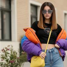 16 Inch Elegant European & American Style Ombre Brown Middle Part Medium Length Straight Wig With Layered Ends, Suitable For Daily Wear, Festivals, Parties, Cosplay, Soft And Smooth With Moderate Hair Volume - Brown Gradient - View 6