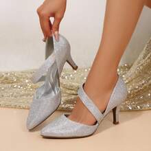 Women's Black Suede Pointed Toe Pumps – Classic 3 Inch High Heel Dress Shoes For Office, Casual, Party & Wedding - 銀色閃光 - 查看 7