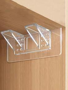 4 piezas de soportes de estantería de plástico transparente, divisor de armario sin perforación, soporte triangular de ángulo recto, abrazadera de fijación de estante de gabinete, transparente y blanco - Multicolor - Ver 5