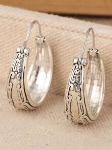 Bohemian Earrings, Silver-Tone Women's Earrings, Handmade Earrings, Gift For Her, Textured Silver Earrings - Silver - View 8