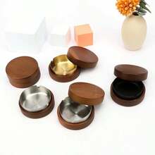 Walnut Color Solid Wood Ashtray, Unique Rosewood Ashtray, Home & Office Use Stainless Steel Covered Ashtray, Anti-Pollution - Maroon - View 1