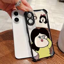 Étui de téléphone Anime comédie de la vie coréenne de luxe Bang Bang et Yuzhi BANGBANG pour iPhone 16 16e 15 14 13 12 Mini 11 Pro Max X XR XSMAX 8 7 E Plus. Protection de l'objectif étape. Étui de protection souple. Demi-transparent. Style dessin animé coréen et japonais pour étudiants. - Noir - Voir 8