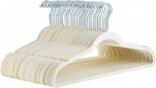 Slim, Velvet, Non-Slip Suit Clothes Hangers, Ivory/Rose Gold - Pack Of 100 - 象牙色/銀色 - 查看 7