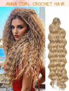 Heat-Resistant 24 Inch Synthetic Braiding Hair Extensions Loose Deep Wavy Braid Hair Water Wave Ombre Brown Twist Crochet Curly Anna Hair For Christmas New Year - Multicolor - View 51