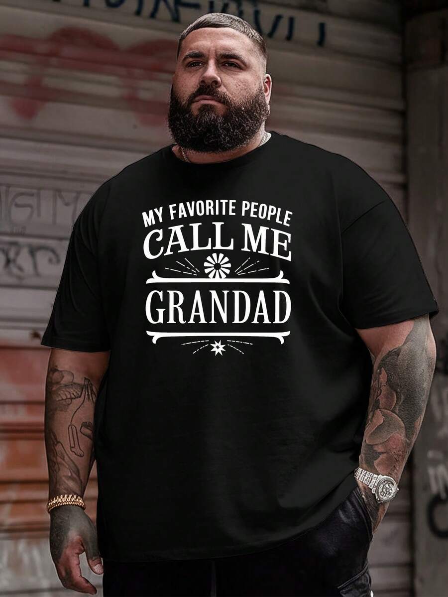 Meine Lieblingsperson nennt mich Opa" Herren--Shirt in Übergröße in Gelb - Lässig, atmungsaktiv, kurzärmelig mit bedrucktem Design, locker geschnitten, bequem für den Sommer, große Größe.