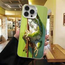 Cubierta de telefono con diseño de rana verde para iPhone 14 Pro Max funda protectora con estampado de rana en silla verde ideal para uso diario y estilo casual - Blanco - Ver 2