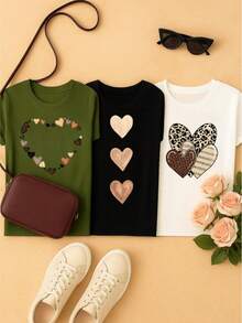 Kit 3 Blusas Femininas 100% Algodão Estampadas – Girassol, Margarida e Corações Moda Casual P M G GG - SORTIDAS - Visão 2