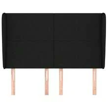 vidaXL Kopfteil Mit Ohren, Schwarz, 147x23x118/128 Cm, Stoff - Black - View 3
