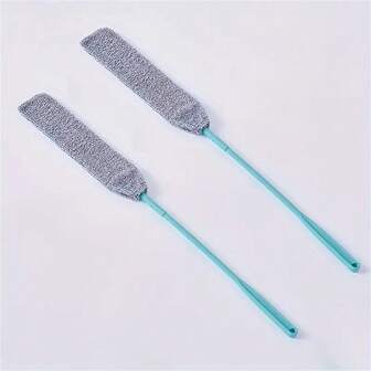 1pc Upgraded Extendable Dust Brush, Flexible Bristles, For Furniture Cleaning, Teal Handle, Ergonomic Design, Suitable For Bedroom, Kitchen, Living Room, Car And Outdoor Use, Battery-Free Cleaning Brush