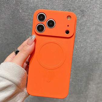 1pc Solid Color Matte Liquid Silicone Soft Phone Case Compatible With IPhone 17 Pro Max Air 16 15 14 13 12 11 Pro Max Plus AirMagsafe Magnetic Wireless Charging Bumper Back Cover,Liquid Silicone Phone Case,Christmas Gifts