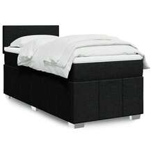 vidaXL Boxspringbett Mit Matratze Schwarz 80x200 Cm Stoff - Schwarz - Übersicht 1