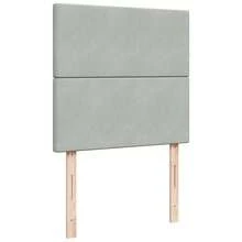 vidaXL Boxspringbett Mit Matratze Hellgrau 90x200 Cm Samt - Grey - View 8