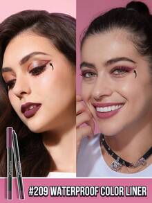 Misslyn 防水彩色眼线笔，持久显色，质地柔滑滋润，哑光、珠光、闪光三种妆效可选，轻松打造浓郁精准的线条，可用卷笔刀削尖，防晕染，防水，持久不脱妆，防汗。 - 209 Red Purple - 查看 3