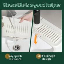 1 Pc Silicone Dish Drying Mat - Foldable, Heat-Resistant, Multi-Purpose Draining Pad, Suitable For Non-Slip Mats For Sink Side, Natural And Hygienic Kitchen Essential For Home And Kitchen Room Decor, Part Of Your Cozy Fall& Winter Styles And Christmas Decorations - Grey - View 5