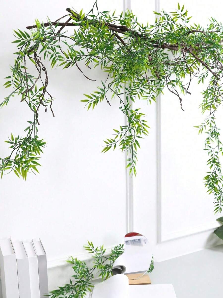 1件/3件装人造竹藤，人造垂吊藤蔓，竹叶藤蔓，人造植物装饰，适用于家居装饰、厨房、餐桌、客厅、卧室、餐桌摆饰、订婚、婚礼、派对布置、感恩节、新年装饰、生日礼物 - 彩色 - 查看 1