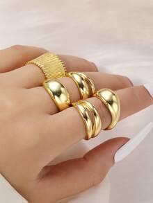 13/3件套复古优雅波西米亚风花卉、珍珠和彩色宝石金属戒指套装，适合日常佩戴和派对场合 - 款式33 - 查看 6