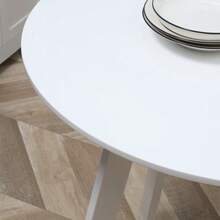 HOMCOM Round Dining Table, Side Table, Dining Table, Slanted Legs, White, 72x72x75 Cm - White - View 7