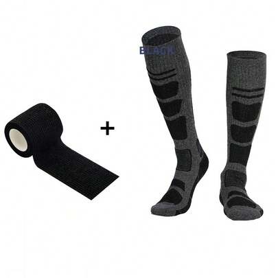 1 Set Of 1 Bandage + 1 Pair Socks, Towel Bottom Football/Basketball Long Socks For Outdoor Sports, Autumn/Winter